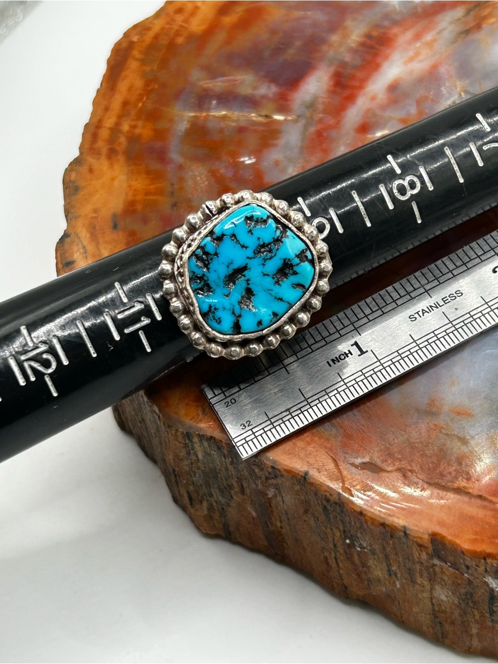 Southwest Sterling Silver Blue Turquoise Ring - Size 10 - Picture 7 of 7